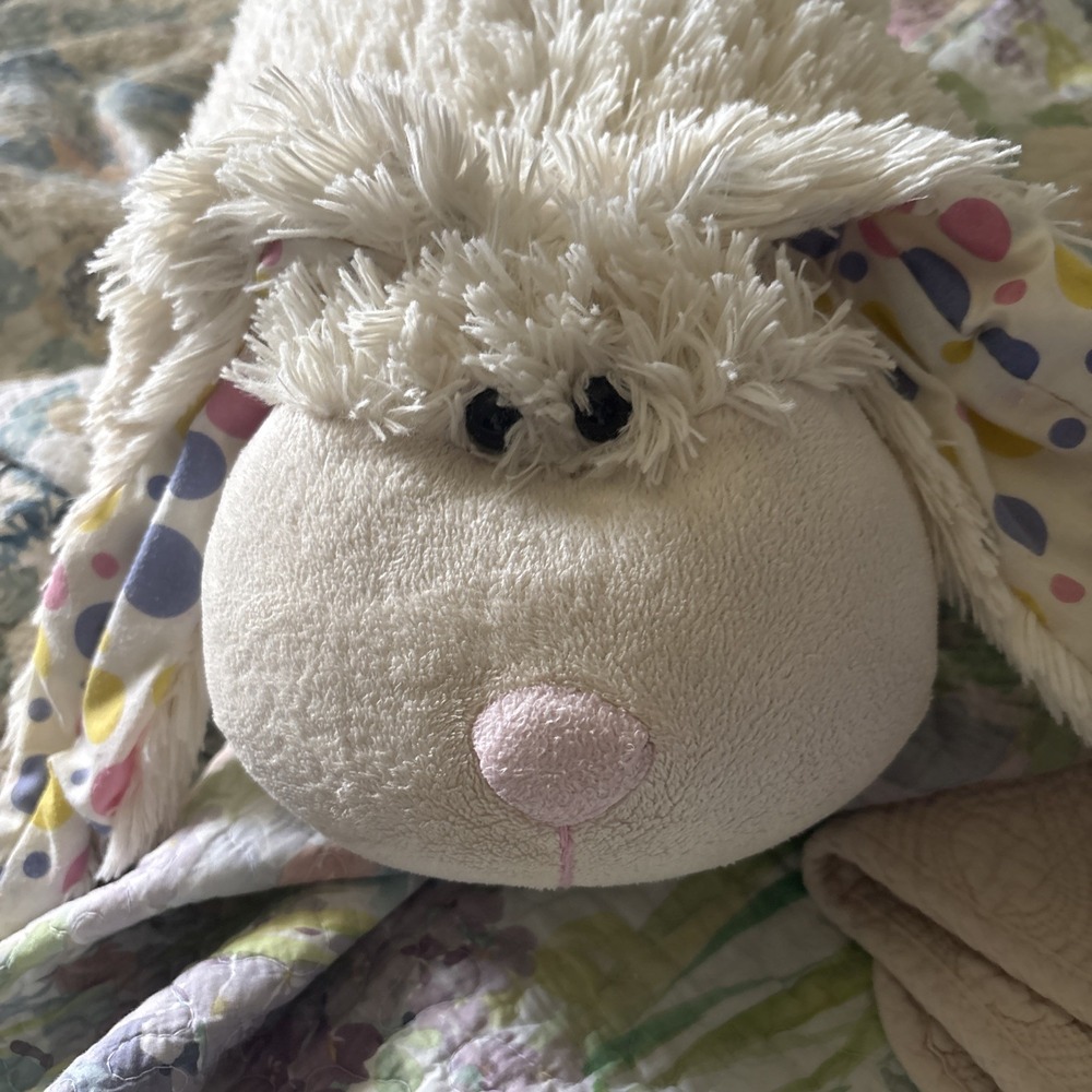 My Pillow Pet Bunny Rabbit 2011 White With Polka Dot Ears Light Pink 19" VTG - Picture 2 of 9